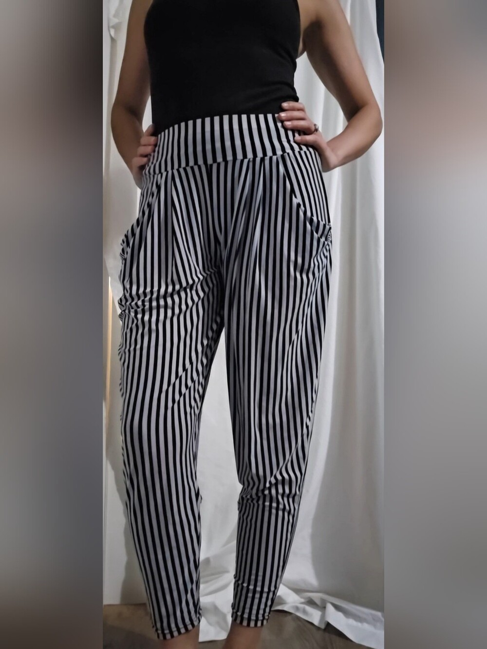 Black & White Striped Light Pants